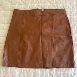 Brown, leather mini skirt size XL (14/16)